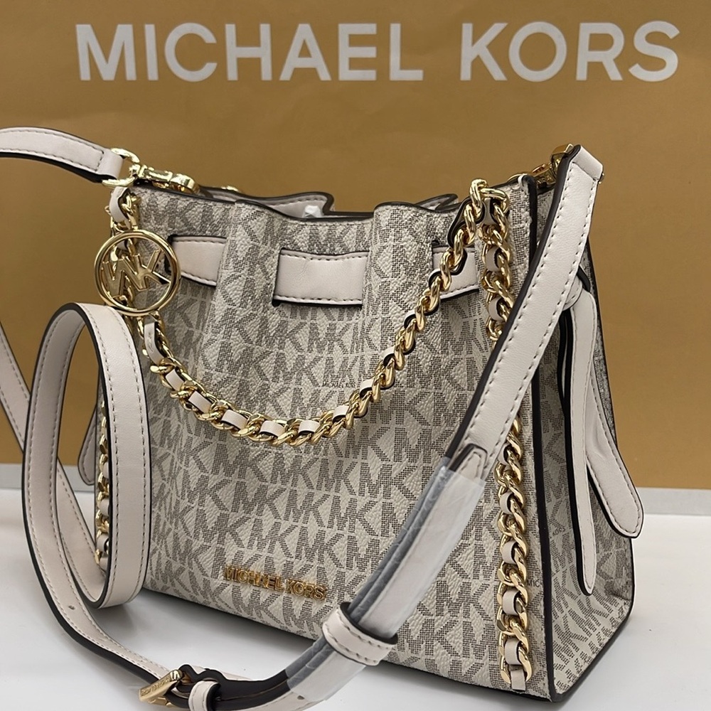 Michael Kors MINA Sm MINI Belted Chain Shoulder Crossbody Bag 
Light Cream Multi - Picture 15 of 16